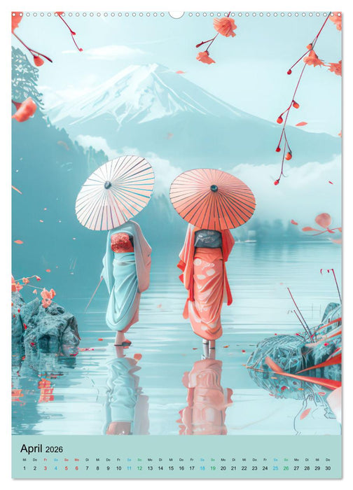 Verspielte 3D Welt - Im japanischen Stil (CALVENDO Wandkalender 2026)