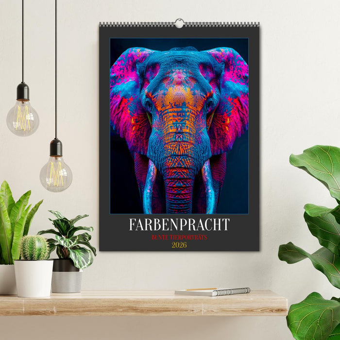 Farbenpracht - Bunte Tierporträts (CALVENDO Wandkalender 2026)