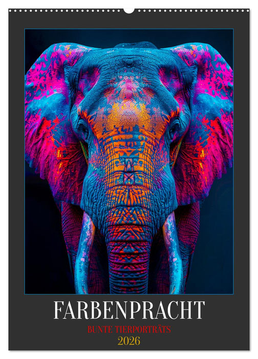 Farbenpracht - Bunte Tierporträts (CALVENDO Wandkalender 2026)