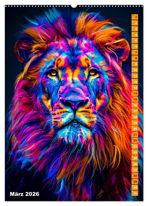 Farbenpracht - Bunte Tierporträts (CALVENDO Wandkalender 2026)