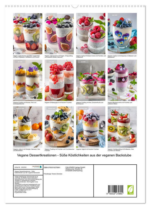 Vegane Dessertkreationen - Süße Köstlichkeiten aus der veganen Backstube (CALVENDO Premium Wandkalender 2026)