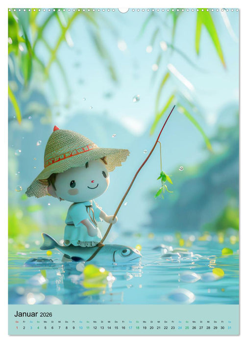 Verspielte 3D Welt - Im japanischen Stil (CALVENDO Premium Wandkalender 2026)