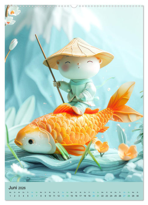 Verspielte 3D Welt - Im japanischen Stil (CALVENDO Premium Wandkalender 2026)