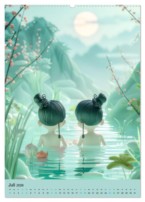 Verspielte 3D Welt - Im japanischen Stil (CALVENDO Premium Wandkalender 2026)