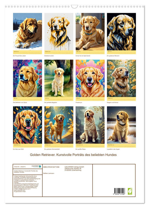 Golden Retriever. Kunstvolle Porträts des beliebten Hundes (CALVENDO Wandkalender 2026)