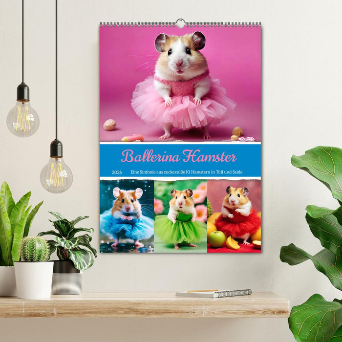 Ballerina Hamster - Eine Sinfonie aus zuckersüße KI Hamstern in Tüll und Seide (CALVENDO Wandkalender 2026)