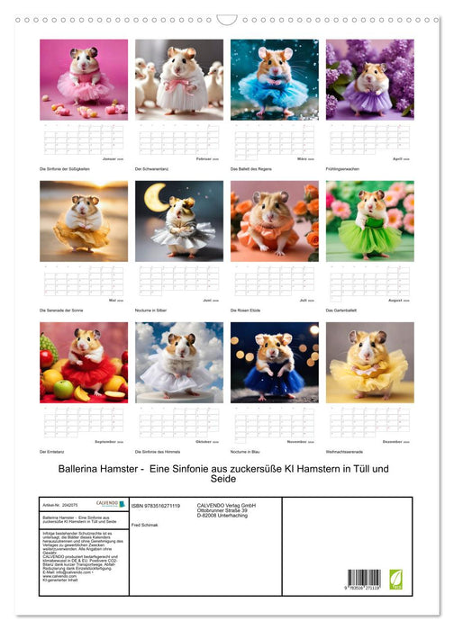 Ballerina Hamster - Eine Sinfonie aus zuckersüße KI Hamstern in Tüll und Seide (CALVENDO Wandkalender 2026)