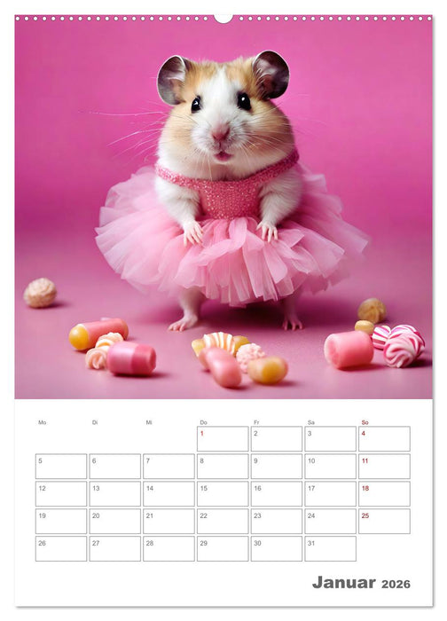 Ballerina Hamster - Eine Sinfonie aus zuckersüße KI Hamstern in Tüll und Seide (CALVENDO Wandkalender 2026)