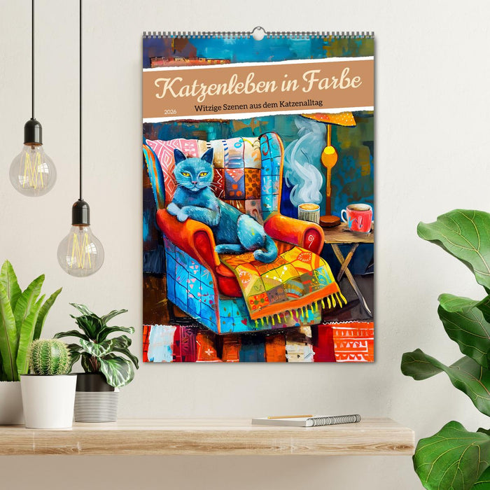 Katzenleben in Farbe - Witzige Szenen aus dem Katzenalltag (CALVENDO Wandkalender 2026)