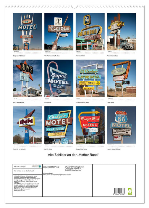 Alte Schilder an der „Mother Road“ (CALVENDO Wandkalender 2026)