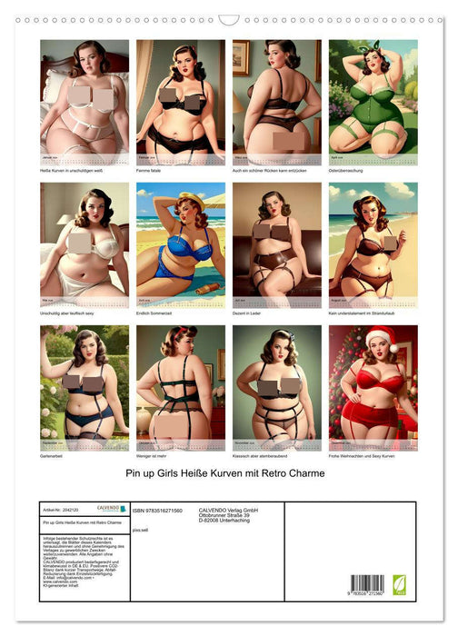 Pin up Girls Heiße Kurven mit Retro Charme (CALVENDO Wandkalender 2026)