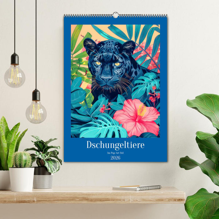 Dschungeltiere im Pop-Art Stil (CALVENDO Wandkalender 2026)
