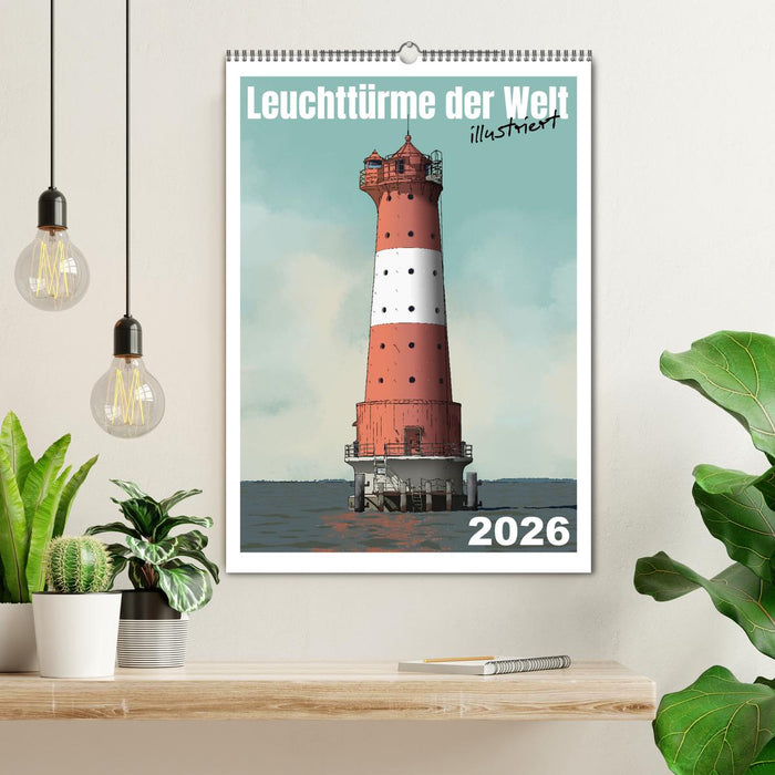 Leuchttürme der Welt - illustriert (CALVENDO Wandkalender 2026)