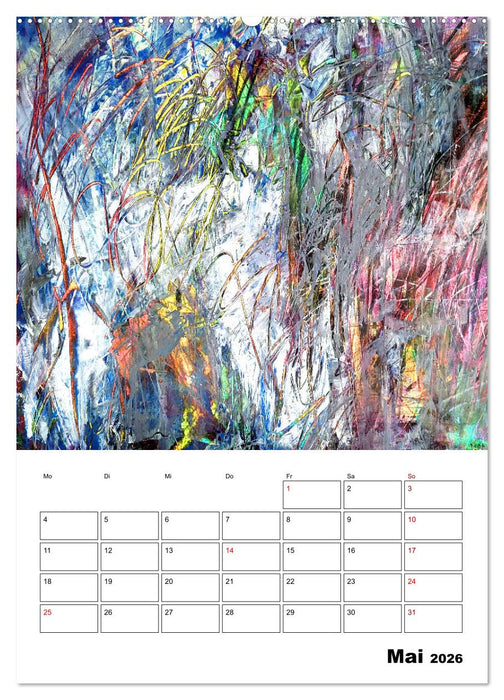Ungebändigt frei - Abstrakte Malerei - dynamische Linien in leuchtenden Farbräumen (CALVENDO Wandkalender 2026)