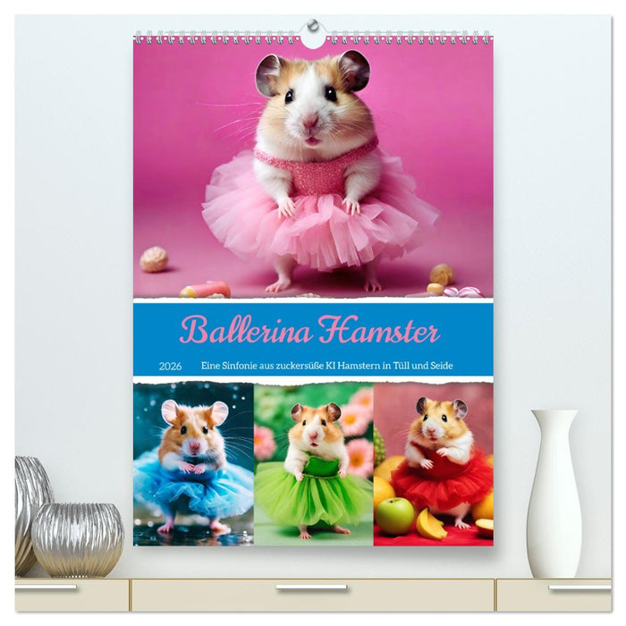 Ballerina Hamster - Eine Sinfonie aus zuckersüße KI Hamstern in Tüll und Seide (CALVENDO Premium Wandkalender 2026)