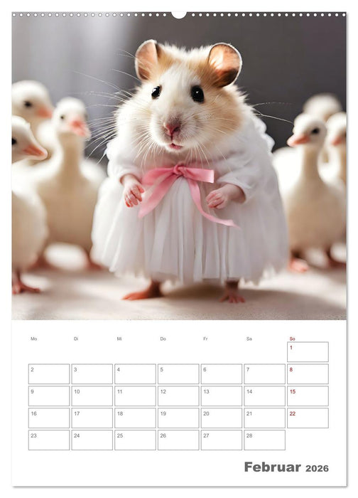 Ballerina Hamster - Eine Sinfonie aus zuckersüße KI Hamstern in Tüll und Seide (CALVENDO Premium Wandkalender 2026)