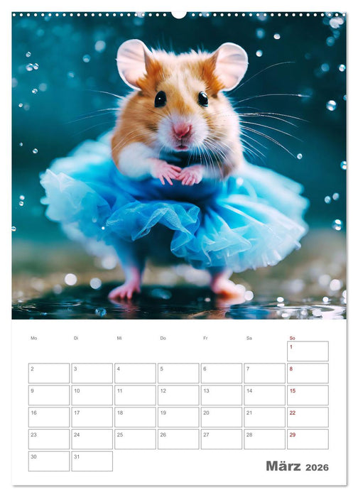 Ballerina Hamster - Eine Sinfonie aus zuckersüße KI Hamstern in Tüll und Seide (CALVENDO Premium Wandkalender 2026)