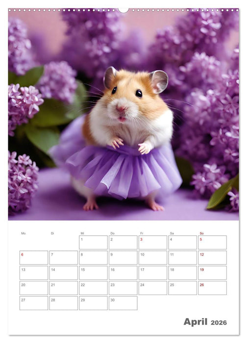 Ballerina Hamster - Eine Sinfonie aus zuckersüße KI Hamstern in Tüll und Seide (CALVENDO Premium Wandkalender 2026)