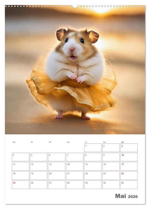 Ballerina Hamster - Eine Sinfonie aus zuckersüße KI Hamstern in Tüll und Seide (CALVENDO Premium Wandkalender 2026)