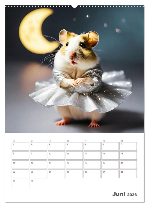 Ballerina Hamster - Eine Sinfonie aus zuckersüße KI Hamstern in Tüll und Seide (CALVENDO Premium Wandkalender 2026)