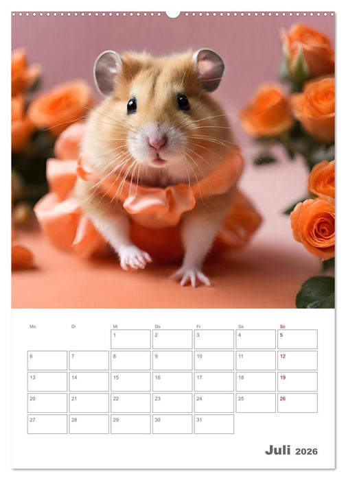 Ballerina Hamster - Eine Sinfonie aus zuckersüße KI Hamstern in Tüll und Seide (CALVENDO Premium Wandkalender 2026)