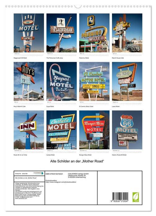 Alte Schilder an der „Mother Road“ (CALVENDO Premium Wandkalender 2026)