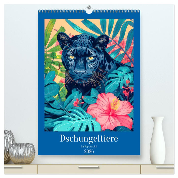 Dschungeltiere im Pop-Art Stil (CALVENDO Premium Wandkalender 2026)