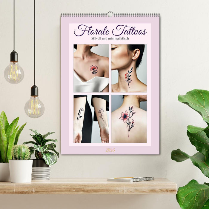 Florale Tattoos Stilvoll und minimalistisch (CALVENDO Wandkalender 2026)