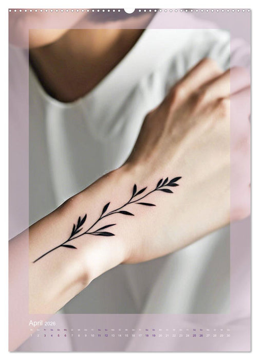 Florale Tattoos Stilvoll und minimalistisch (CALVENDO Wandkalender 2026)
