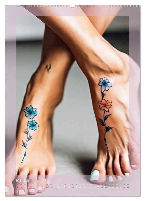 Florale Tattoos Stilvoll und minimalistisch (CALVENDO Wandkalender 2026)