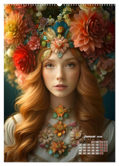 Elfengleiche Blütenköniginnen (CALVENDO Wandkalender 2026)