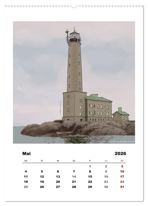 Leuchttürme der Welt - illustriert (CALVENDO Premium Wandkalender 2026)
