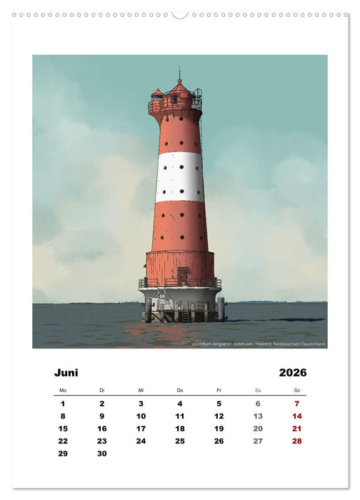 Leuchttürme der Welt - illustriert (CALVENDO Premium Wandkalender 2026)