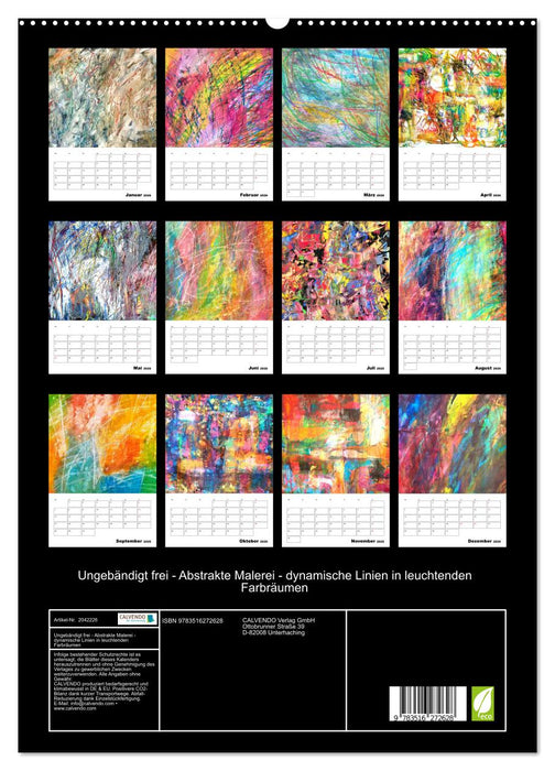 Ungebändigt frei - Abstrakte Malerei - dynamische Linien in leuchtenden Farbräumen (CALVENDO Premium Wandkalender 2026)