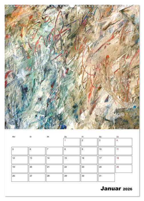 Ungebändigt frei - Abstrakte Malerei - dynamische Linien in leuchtenden Farbräumen (CALVENDO Premium Wandkalender 2026)