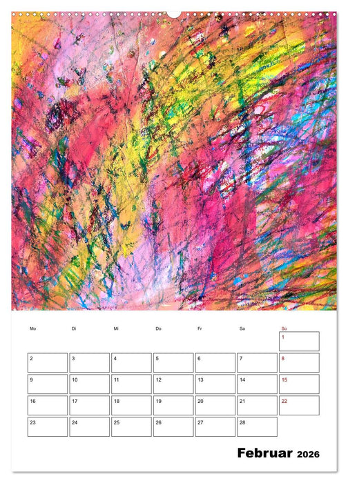 Ungebändigt frei - Abstrakte Malerei - dynamische Linien in leuchtenden Farbräumen (CALVENDO Premium Wandkalender 2026)