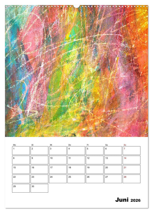 Ungebändigt frei - Abstrakte Malerei - dynamische Linien in leuchtenden Farbräumen (CALVENDO Premium Wandkalender 2026)