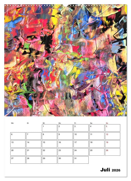 Ungebändigt frei - Abstrakte Malerei - dynamische Linien in leuchtenden Farbräumen (CALVENDO Premium Wandkalender 2026)