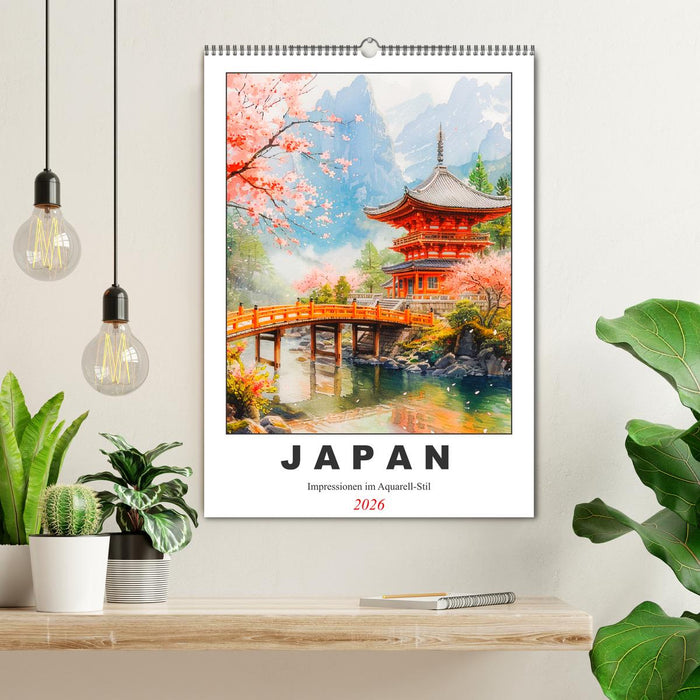Japan. Impressionen im Aquarell-Stil (CALVENDO Wandkalender 2026)