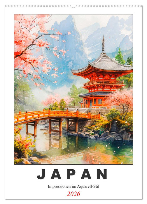 Japan. Impressionen im Aquarell-Stil (CALVENDO Wandkalender 2026)