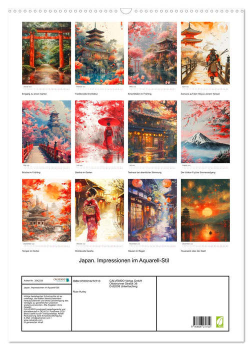 Japan. Impressionen im Aquarell-Stil (CALVENDO Wandkalender 2026)