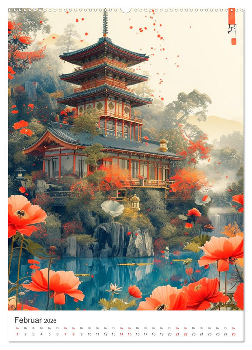 Japan. Impressionen im Aquarell-Stil (CALVENDO Wandkalender 2026)