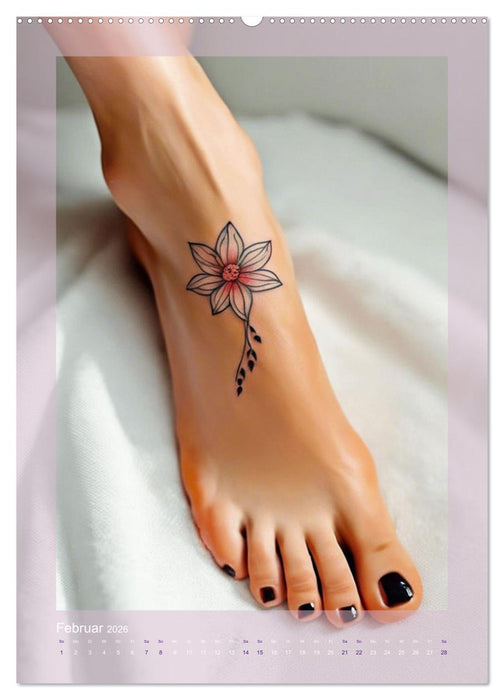 Florale Tattoos Stilvoll und minimalistisch (CALVENDO Premium Wandkalender 2026)