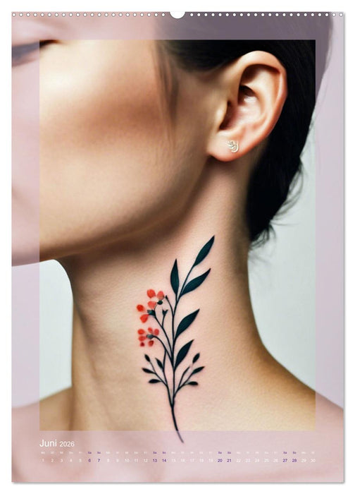 Florale Tattoos Stilvoll und minimalistisch (CALVENDO Premium Wandkalender 2026)