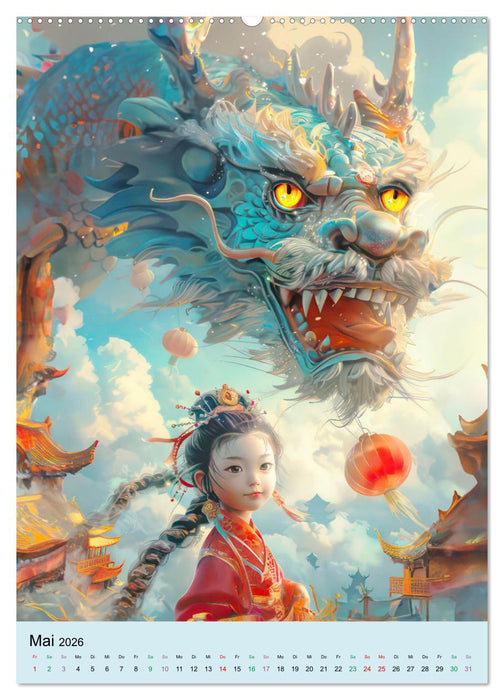 Mein zauberhafter Drache – KI-Illustrationen (CALVENDO Premium Wandkalender 2026)