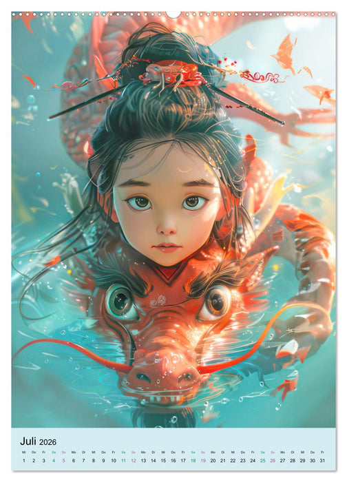 Mein zauberhafter Drache – KI-Illustrationen (CALVENDO Premium Wandkalender 2026)