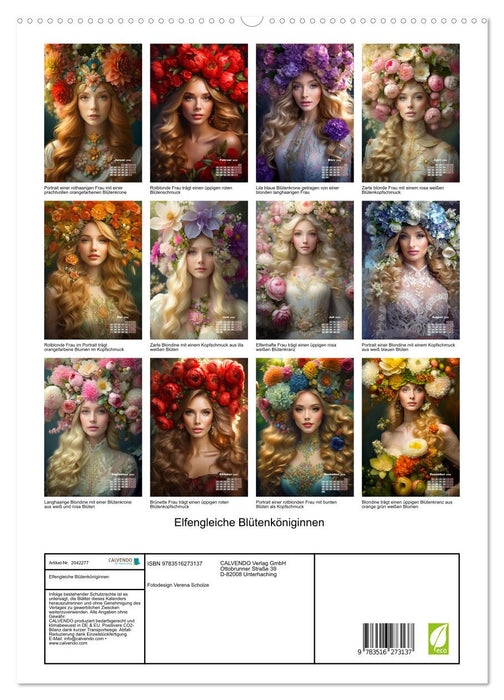 Elfengleiche Blütenköniginnen (CALVENDO Premium Wandkalender 2026)