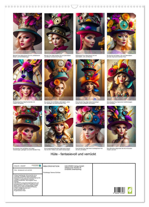 Hüte - fantasievoll und verrückt (CALVENDO Wandkalender 2026)