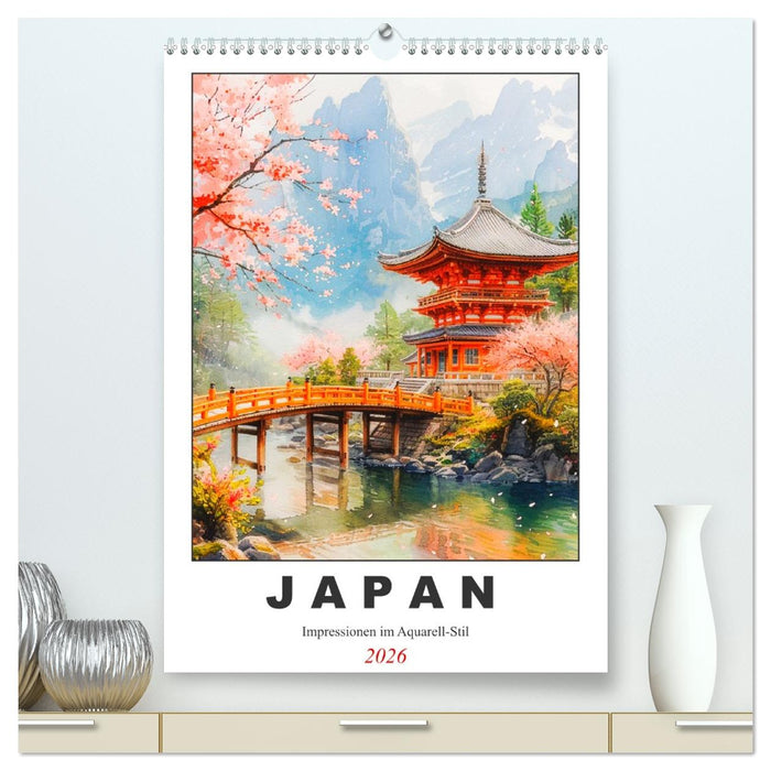 Japan. Impressionen im Aquarell-Stil (CALVENDO Premium Wandkalender 2026)