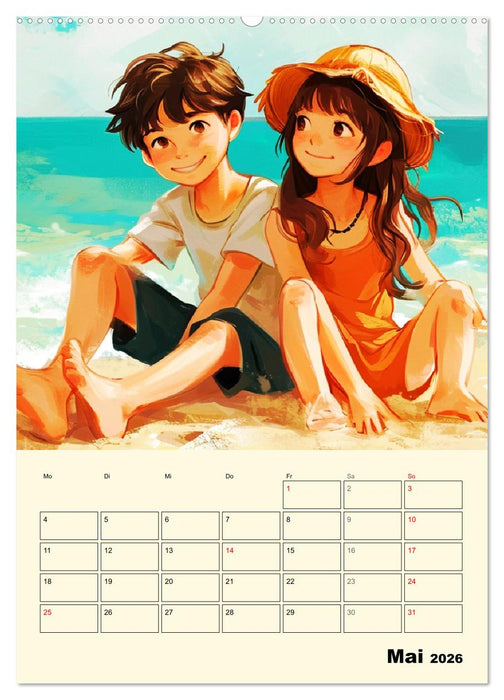 Coole Manga Kids. Lustige Abenteuer im Pixelreich (CALVENDO Wandkalender 2026)